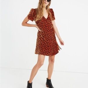 Madewell Velvet Leopard Wrap Dress M